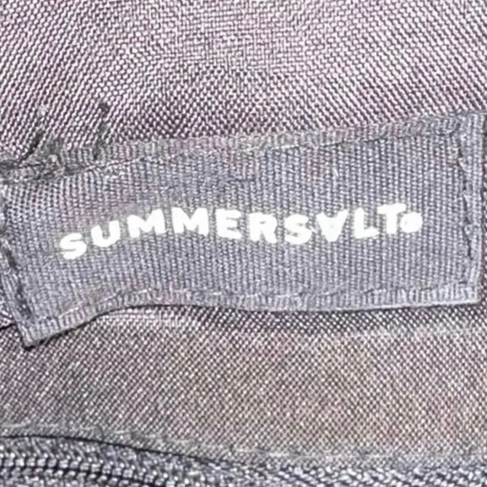 Summersalt‎ Canvas Tote Bag Black Brown Leather Trim Carryall